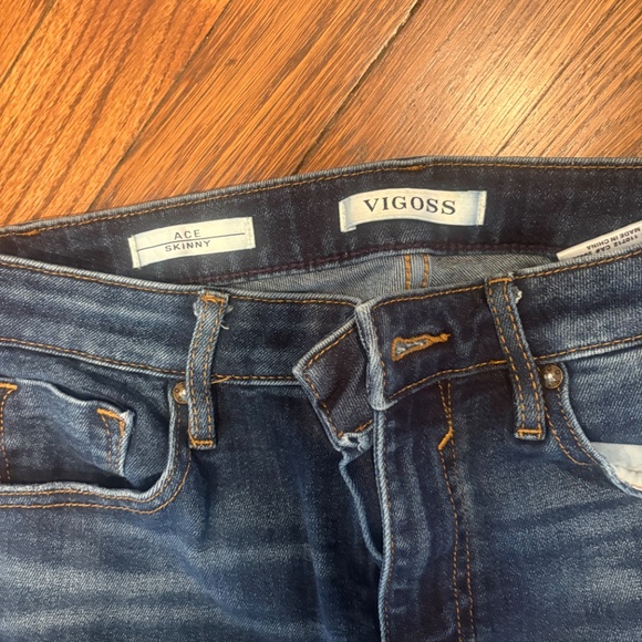 Vigoss Ace Skinny Jeans Womens Blue Distressed Frayed Hem Stretch Denim Size 27 - Picture 2 of 5